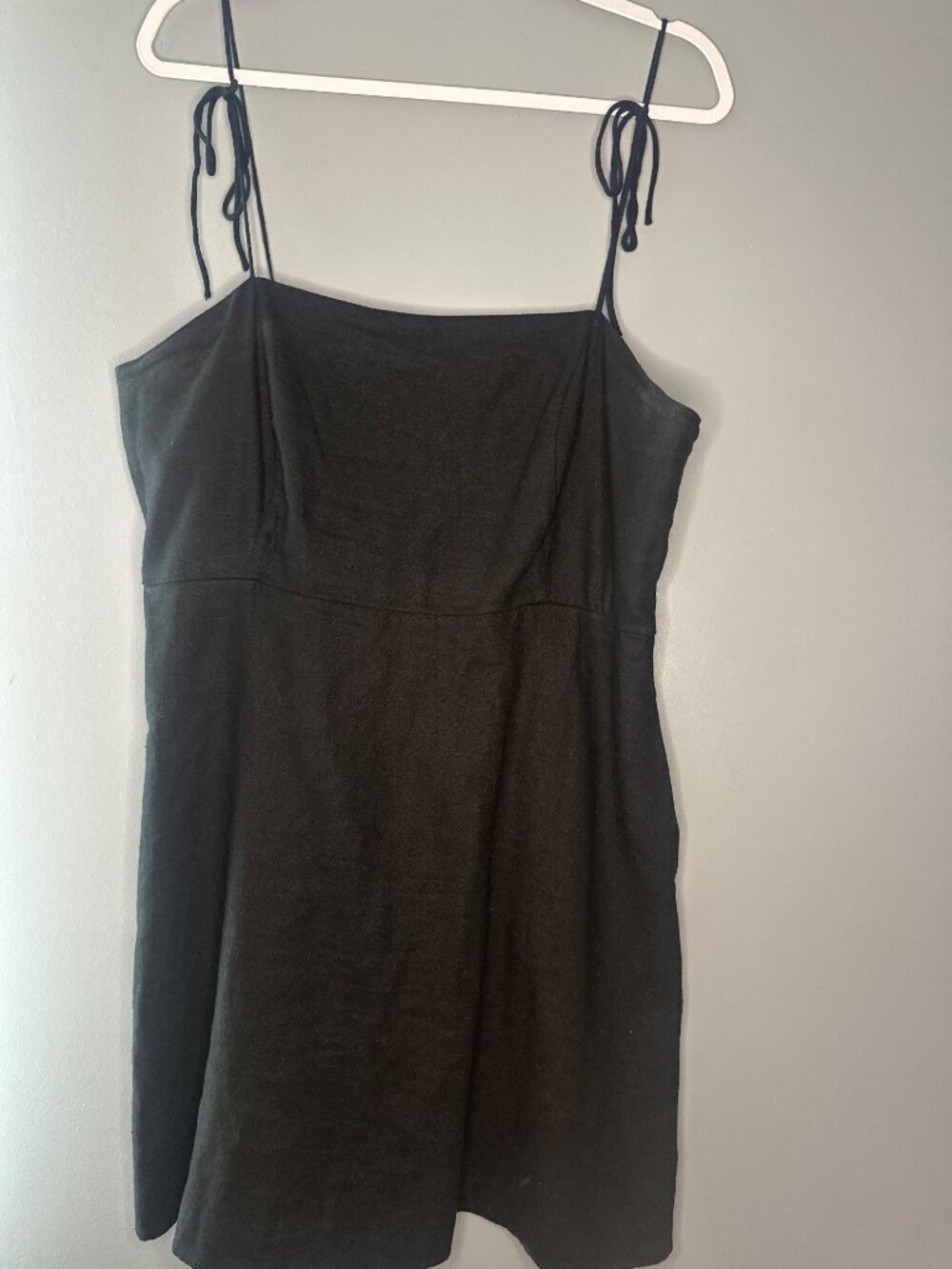 Old Navy Black Linen Blend Spaghetti Strap Smocked Tunic Top XL beach resortwear